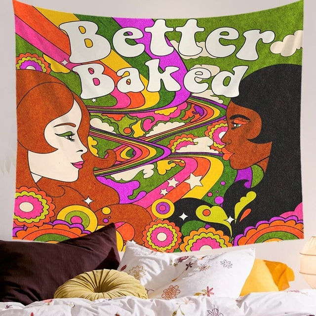 80's Retro Hippie Style Wall Hanging Tapestry 100% Polyester