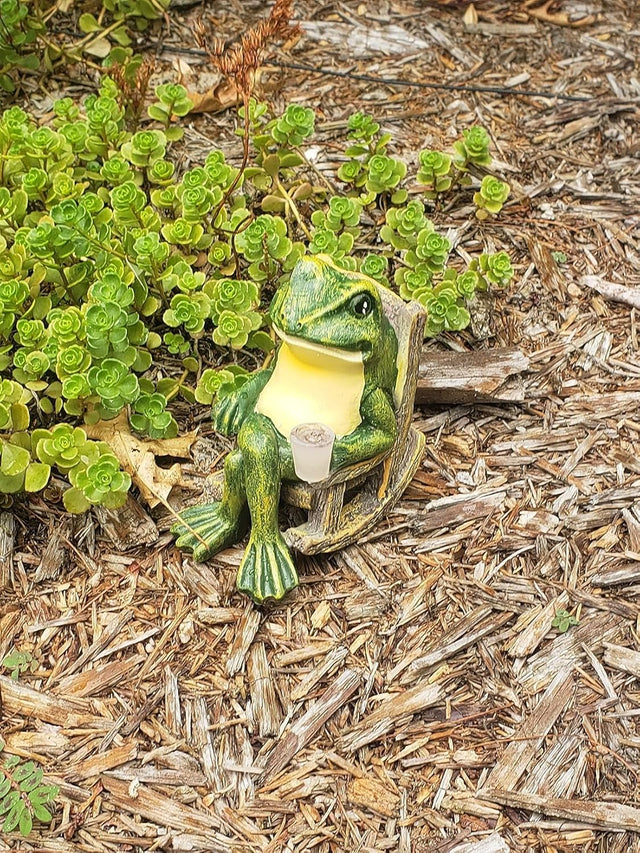 Glowing Garden Frog Solar Powered Weatherproof Decor