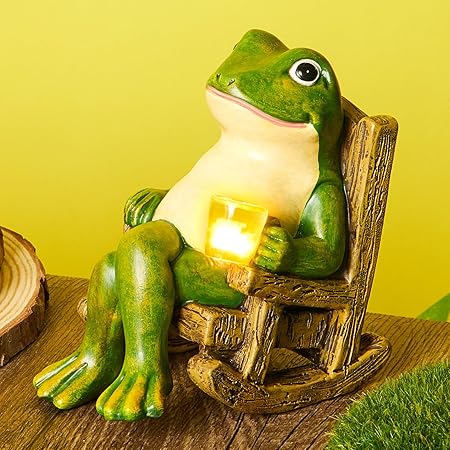 Glowing Garden Frog Solar Powered Weatherproof Decor