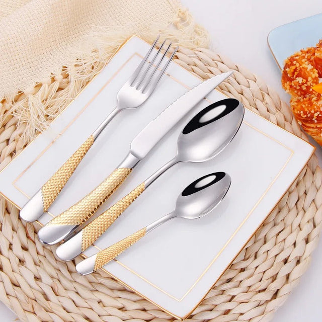 Ferran Diagonal Textured Stainless Steel Cutlery Set-1