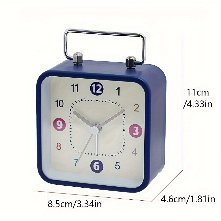 Square Metal Alarm Clock with Night Light and Snooze Feature