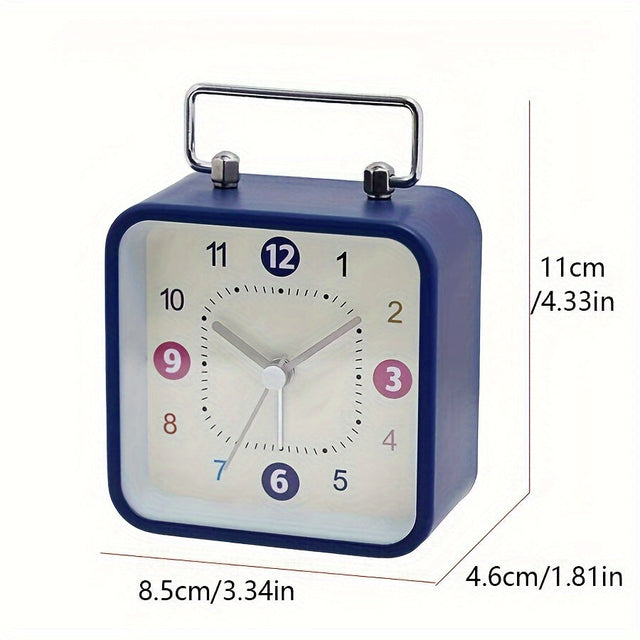 Square Metal Alarm Clock with Night Light and Snooze Feature