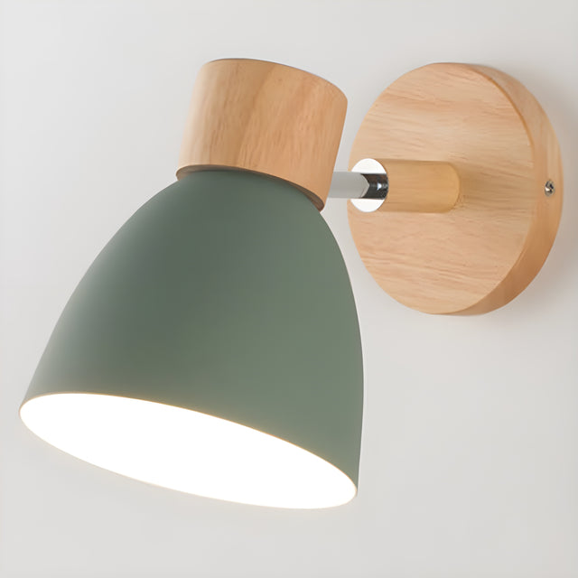 Wooden Nordic Wall Lamp with Switch for Cozy Bedroom