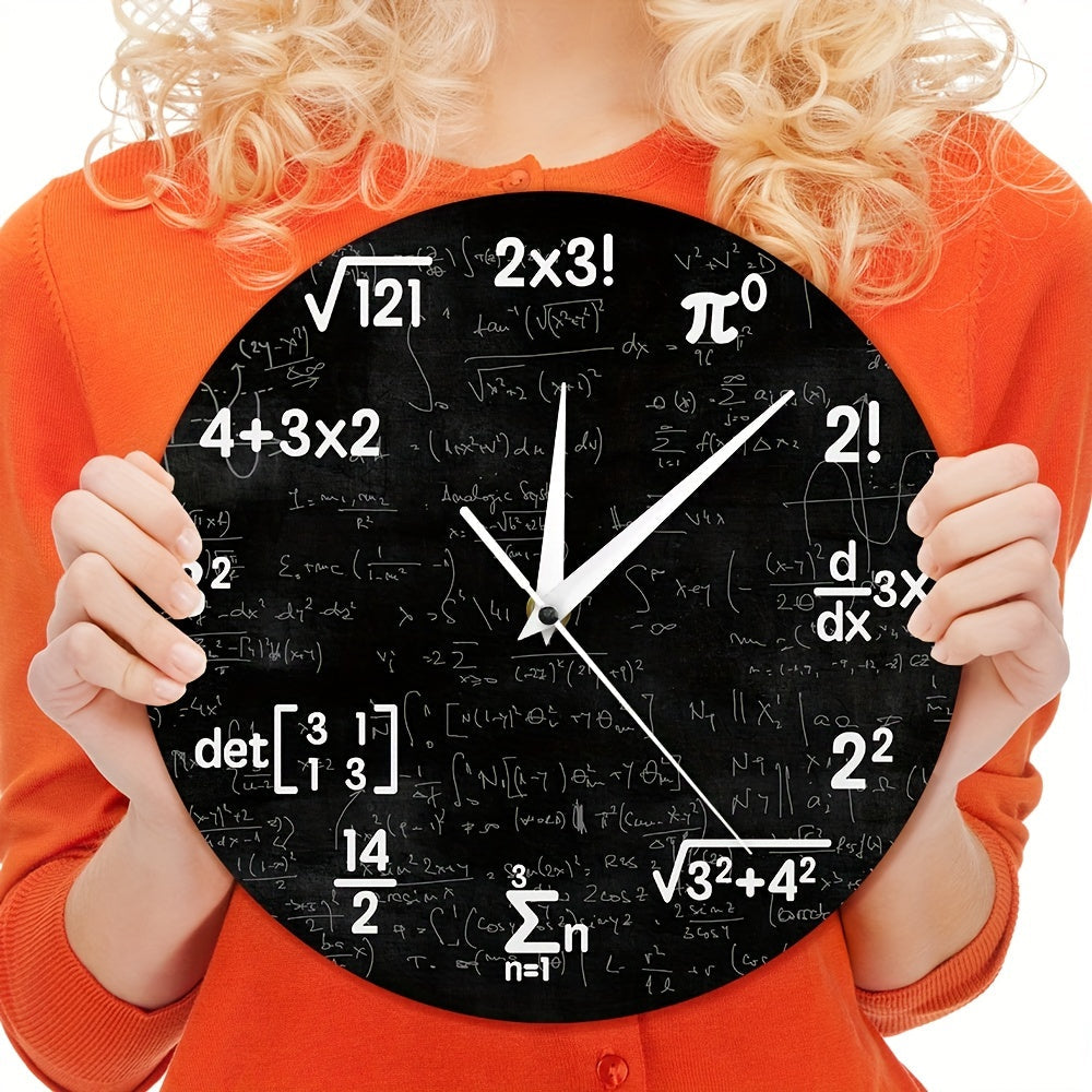 Elegant Acrylic Wall Clock with Mathematical Formulas