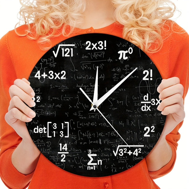 Elegant Acrylic Wall Clock with Mathematical Formulas