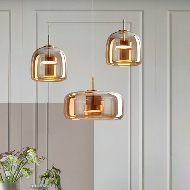 Retro Amber Glass Pendant Lights – Elegant, Warm, and Energy-Efficient