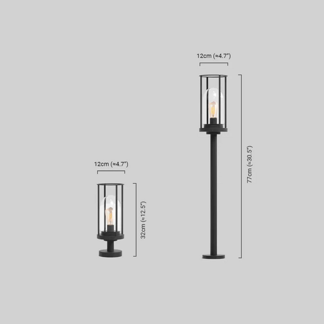 Modern Black Floor Lamp Metal Cylindrical Outdoor-4