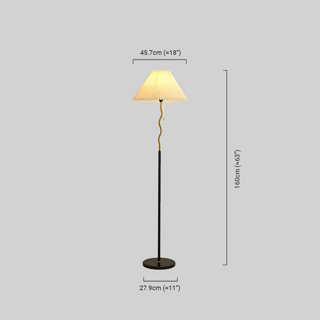 Minimalist Black Floor Lamp Metal Fabric Hooded Living Room-4