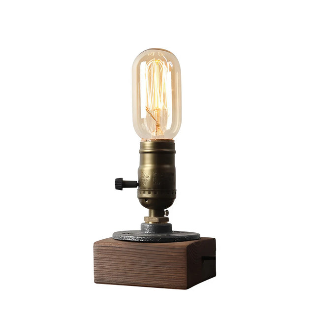 Retro Wood Industrial LED Table Lamp with Switch Design