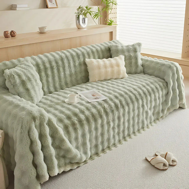 Winter Fluffy Plush Sofa Cover