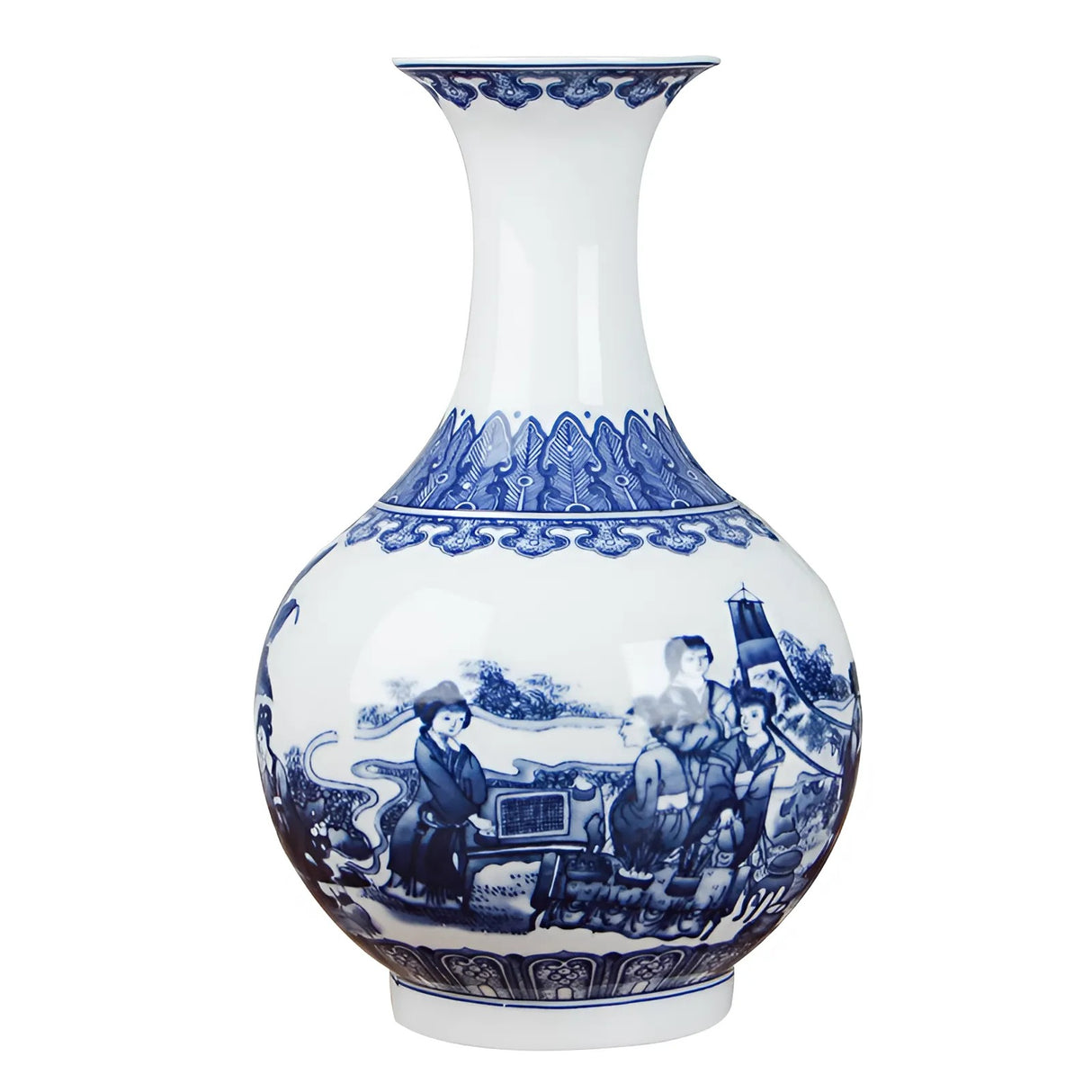 Classic Chinese Blue and White Ceramic Vase with Antique Design
