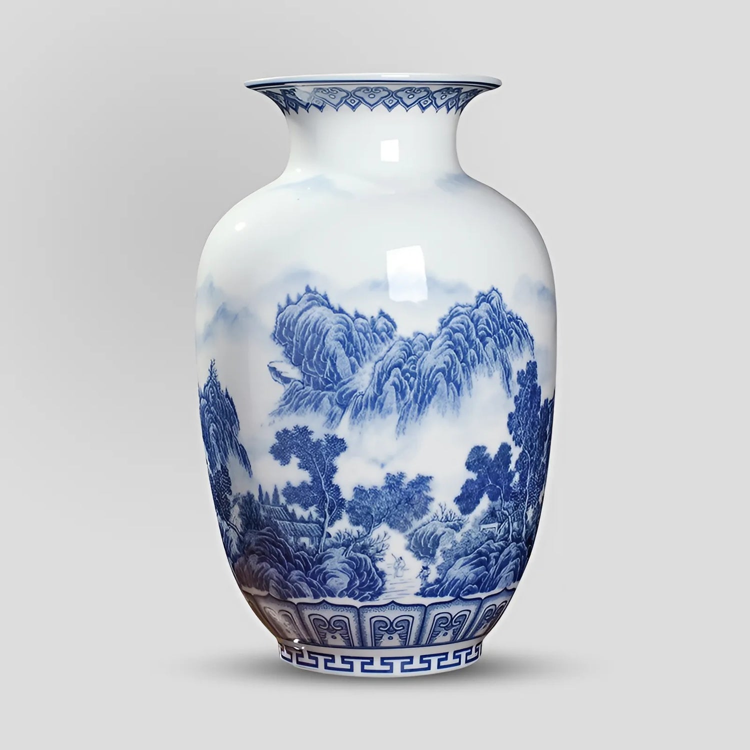 Classic Chinese Blue and White Ceramic Vase with Antique Design