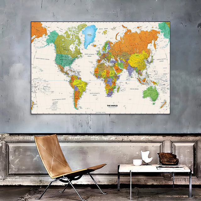 Large World Map Canvas Poster – 225x150cm Wall Art Decor