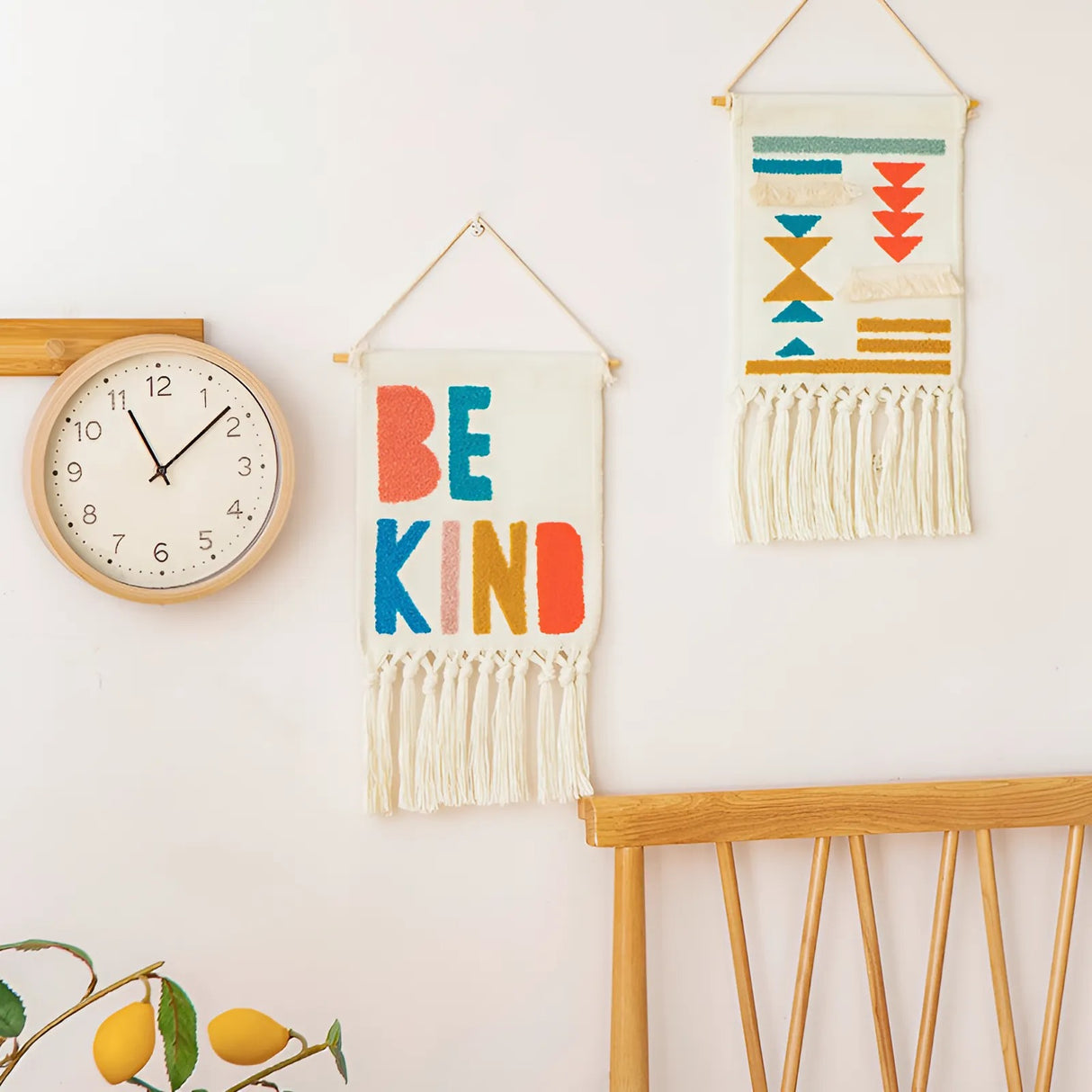 Boho Geometric Rainbow Tapestry - Tufted Wall Hanging Decor