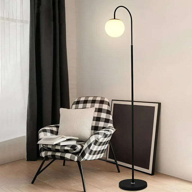Ball Lampshade LED Floor Lamp with Modern Metal Frame