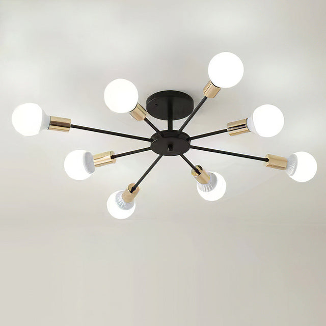 Black Simple Iron Multi-Head Chandelier For Bedroom 0