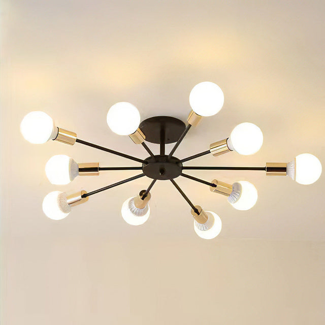 Black Simple Iron Multi-Head Chandelier For Bedroom 11