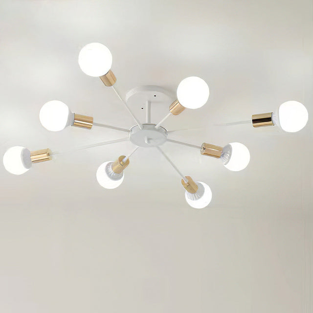 Black Simple Iron Multi-Head Chandelier For Bedroom 12