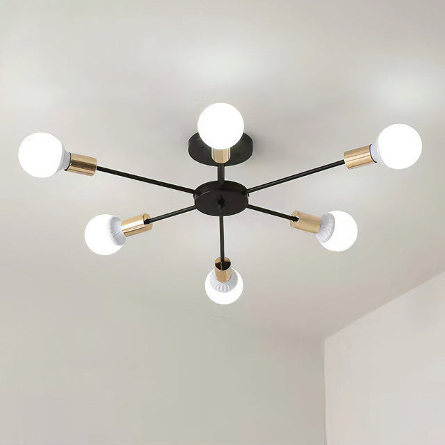 Black Simple Iron Multi-Head Chandelier For Bedroom 2