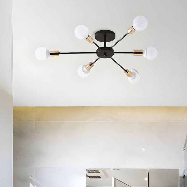 Black Simple Iron Multi-Head Chandelier For Bedroom 4