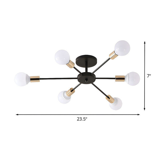 Black Simple Iron Multi-Head Chandelier For Bedroom 5