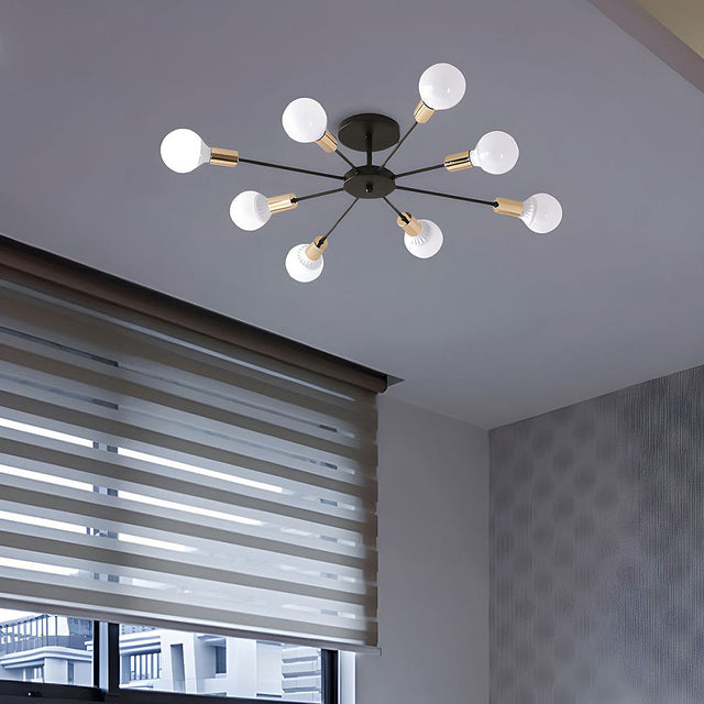 Black Simple Iron Multi-Head Chandelier For Bedroom 8