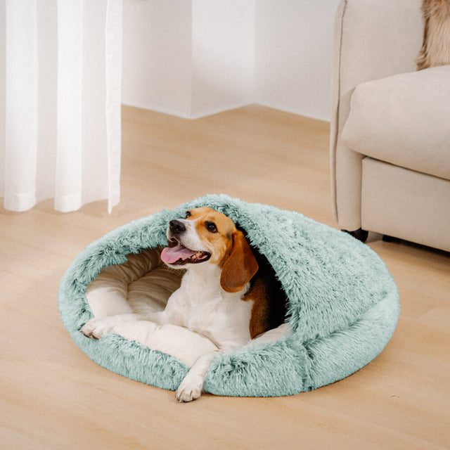 Cozy & Secure Semi-Enclosed Pet Bed Soft Cotton Fabric