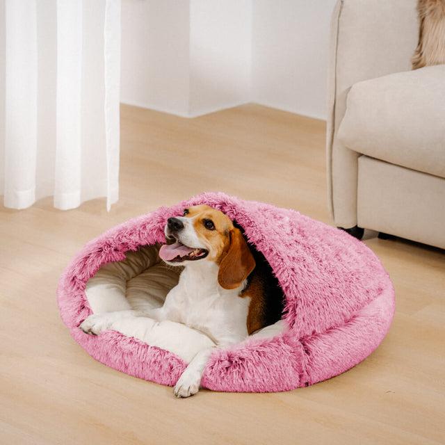 Cozy & Secure Semi-Enclosed Pet Bed Soft Cotton Fabric