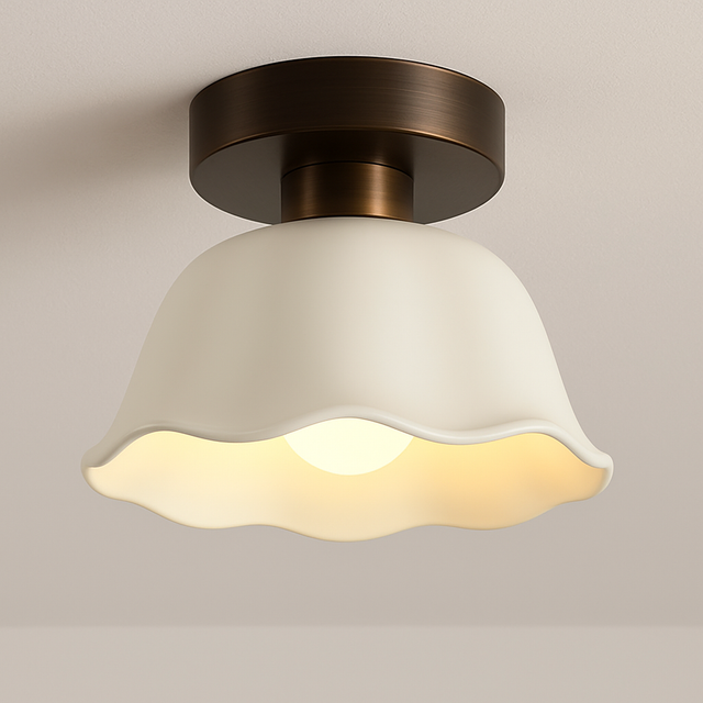 Vintage Ceramic and Glass Ceiling Light