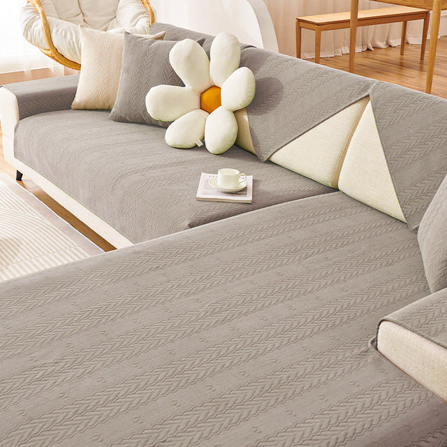 Chenille Wheat Ear Printed Breathable Non-slip Couch Cover