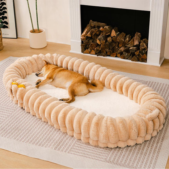 Creamy Plush Donut Human Dog Bed Ultra Soft Large Cozy