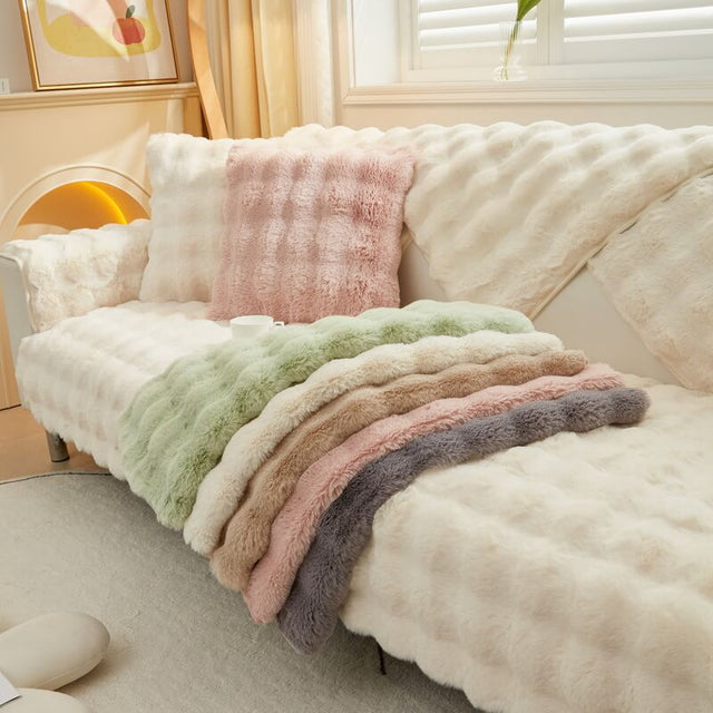 Cozy Plush Solid Colour Non-slip Couch Cover for Comfort