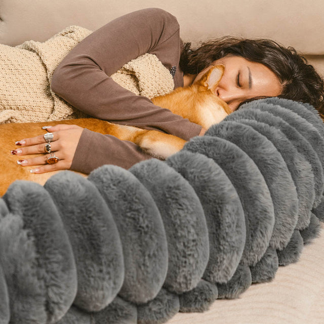 Creamy Plush Donut Human Dog Bed Ultra Soft Large Cozy