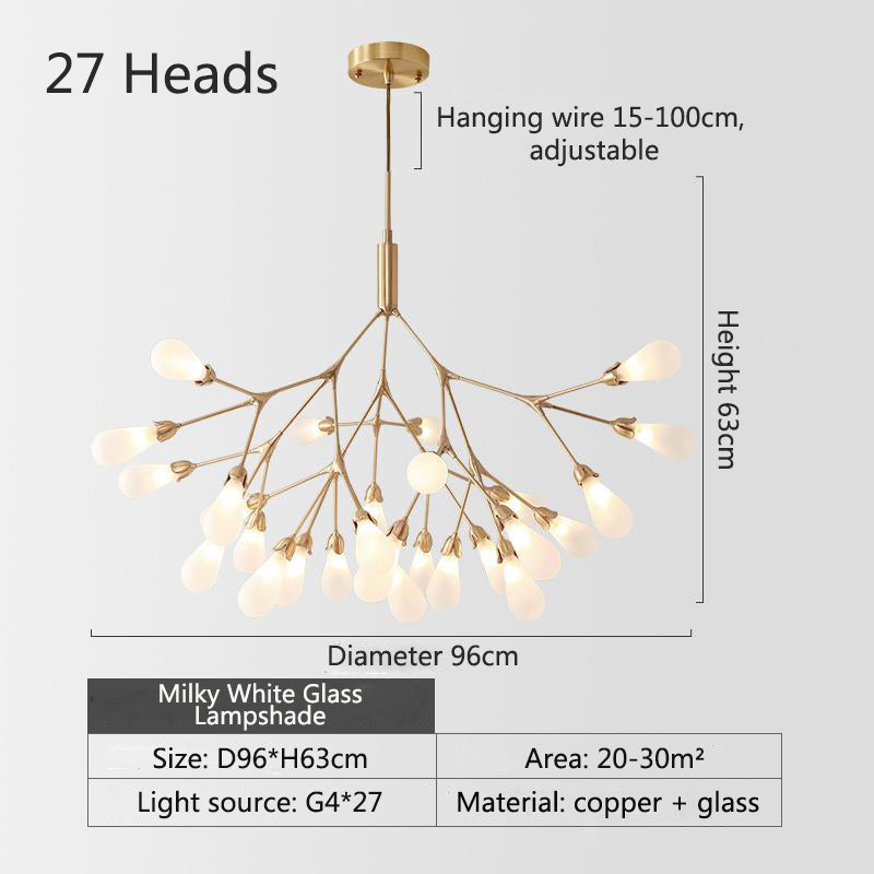 Inflorescence Ceiling Lamp - Nordic Luxury Copper LED Chandelier | Modern Lighting for Kitchens, Dining Rooms & Hallways