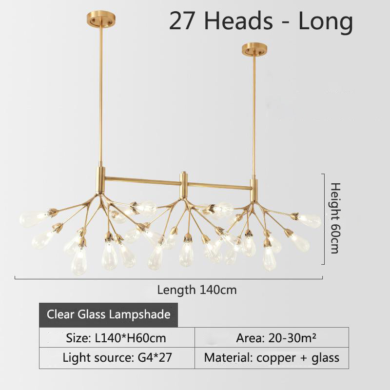 Inflorescence Ceiling Lamp - Nordic Luxury Copper LED Chandelier | Modern Lighting for Kitchens, Dining Rooms & Hallways