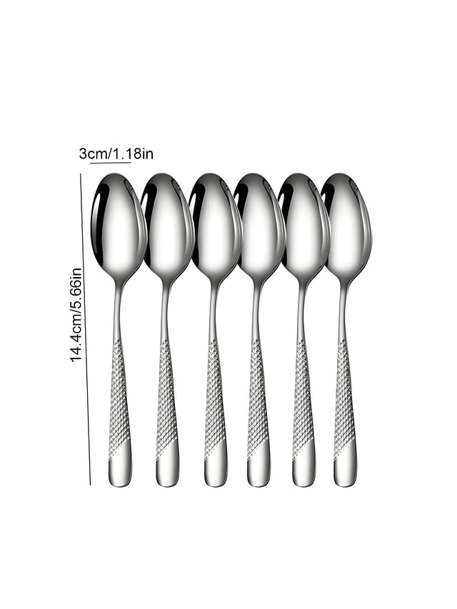 6/30 Piece Stainless Steel Silver Cutlery Set with Elegant Design