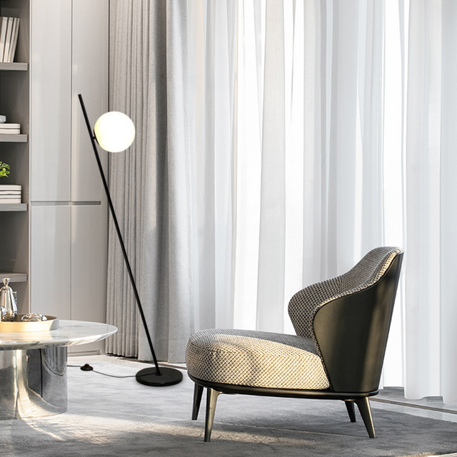 Nordic Black Floor Lamp Metal Glass Living Room-1