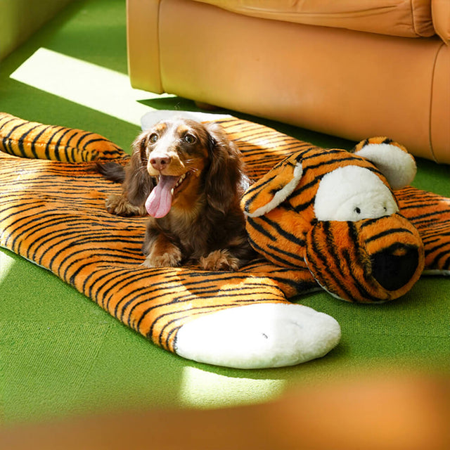 Tiger Shaped Plush Mat Cozy Stylish for Pets and Humans