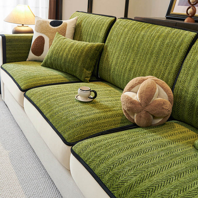 Classic Retro Stretch Chenille Couch Cover Full Protection