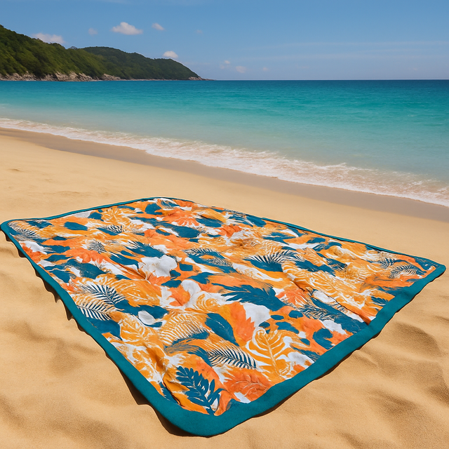 Flower Bird Cotton Reversible Beach Bath Towel