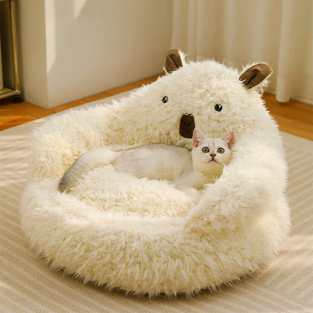 Alpaca-Shaped Pet Bed Ultra-Soft Warm Supportive Design