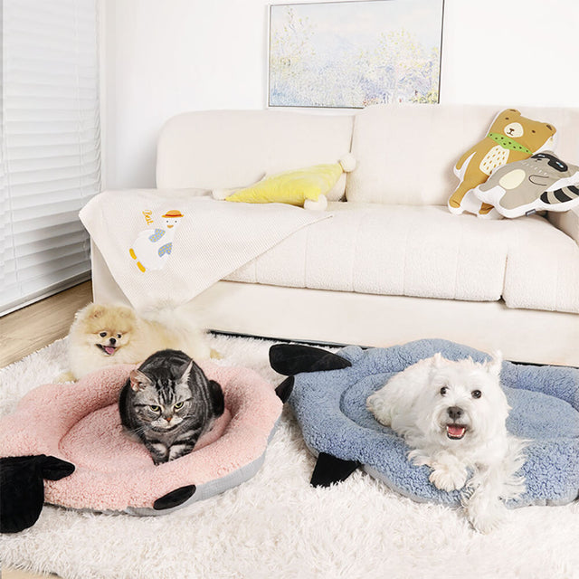 Sheep-Shaped Plush Pet Bed Cozy Playful Ultra-Soft Cotton Velvet