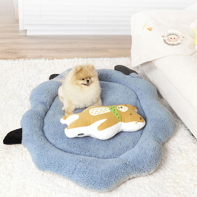 Sheep-Shaped Plush Pet Bed Cozy Playful Ultra-Soft Cotton Velvet