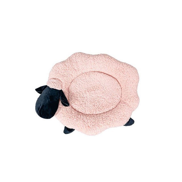 Sheep-Shaped Plush Pet Bed Cozy Playful Ultra-Soft Cotton Velvet