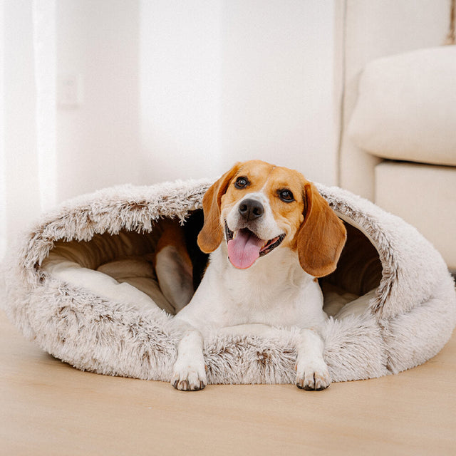 Cozy & Secure Semi-Enclosed Pet Bed Soft Cotton Fabric