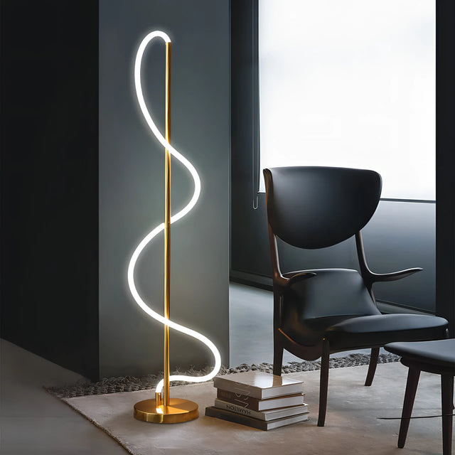 Oliver - Modern LED Swirl Floor Lamp with Energy-Efficient Design