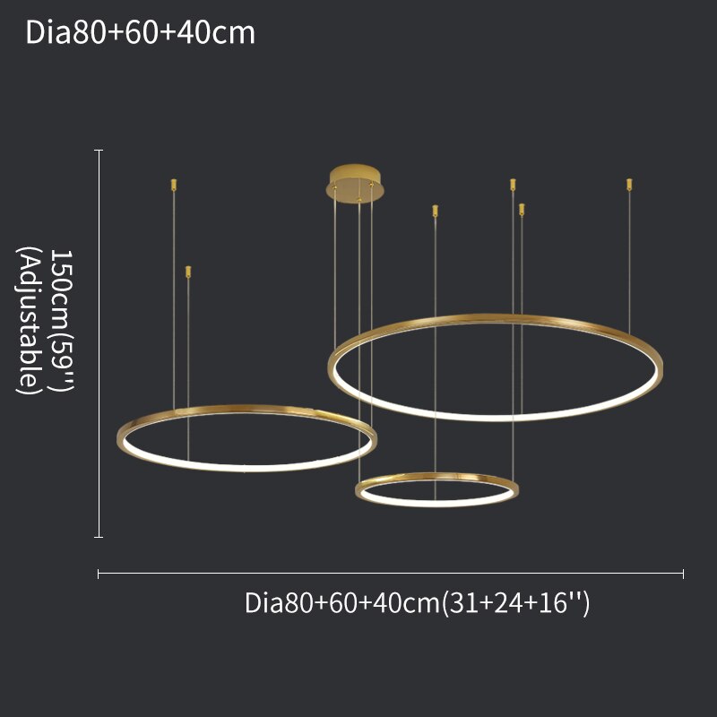 Coterie LED Chandelier – Minimalist Pendant Light in Brushed Titanium & Gold