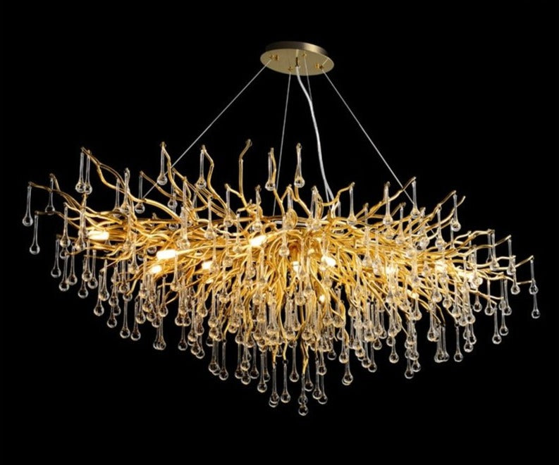 Ooze Chandelier – Majestic LED Crystal Pendant Light with K9 Crystals | Silver/Gold Frame