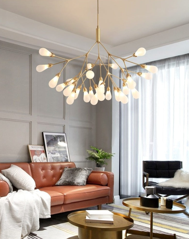 Inflorescence Ceiling Lamp - Nordic Luxury Copper LED Chandelier | Modern Lighting for Kitchens, Dining Rooms & Hallways
