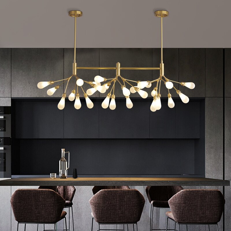 Inflorescence Ceiling Lamp - Nordic Luxury Copper LED Chandelier | Modern Lighting for Kitchens, Dining Rooms & Hallways